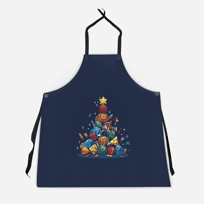 Xmas Tree Dice-Unisex-Kitchen-Apron-Vallina84