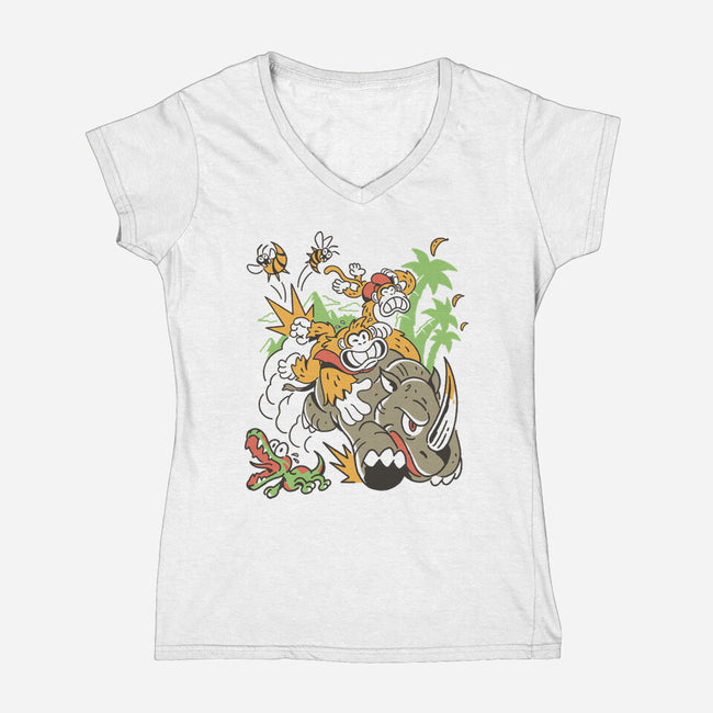 Jungle Rush-Womens-V-Neck-Tee-Henrique Torres