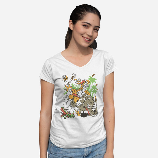 Jungle Rush-Womens-V-Neck-Tee-Henrique Torres