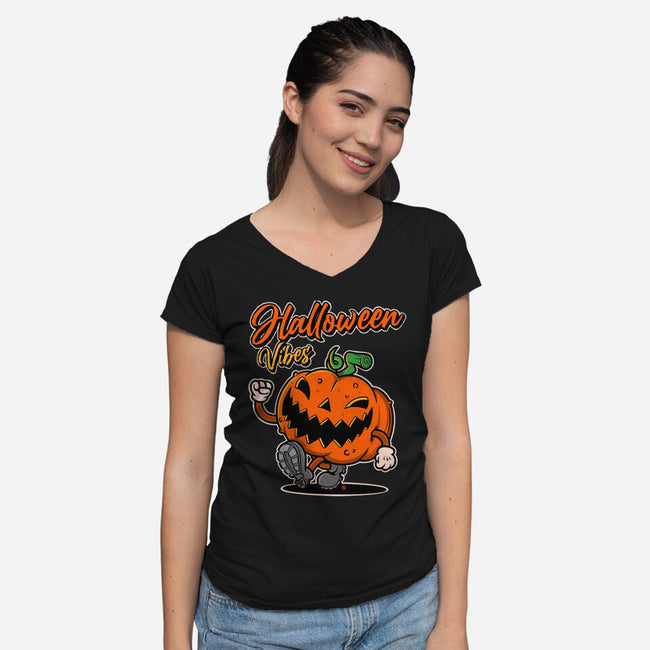 Halloween Retro Vibes-Womens-V-Neck-Tee-FernandoSala