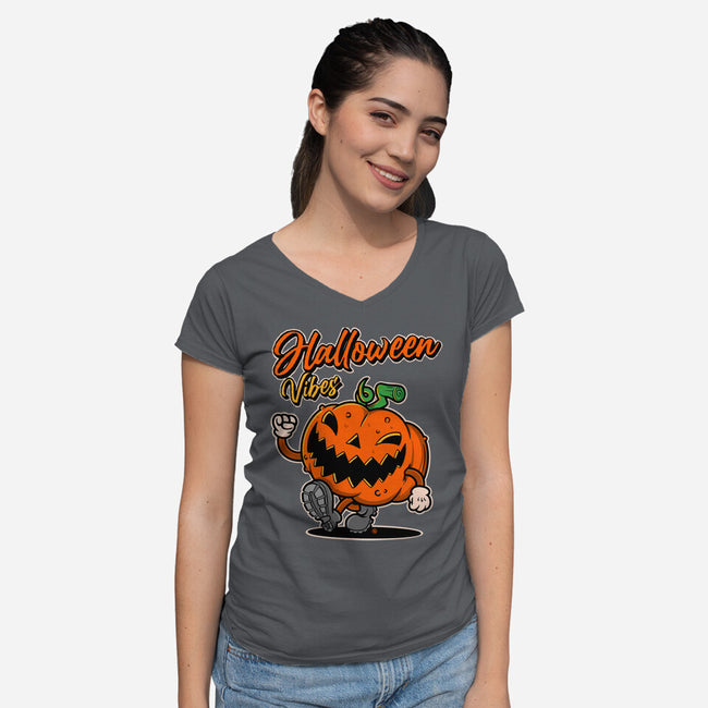 Halloween Retro Vibes-Womens-V-Neck-Tee-FernandoSala