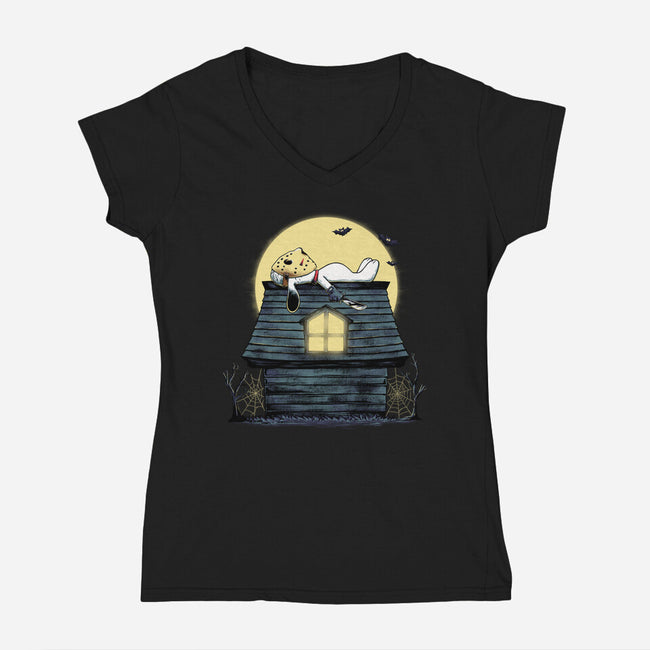 The Haunted Dog House-Womens-V-Neck-Tee-alfbocreative