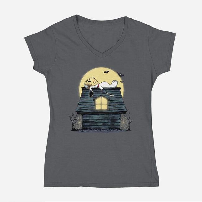 The Haunted Dog House-Womens-V-Neck-Tee-alfbocreative