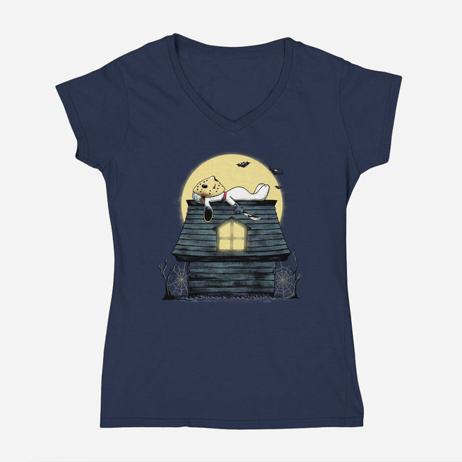 The Haunted Dog House-Womens-V-Neck-Tee-alfbocreative