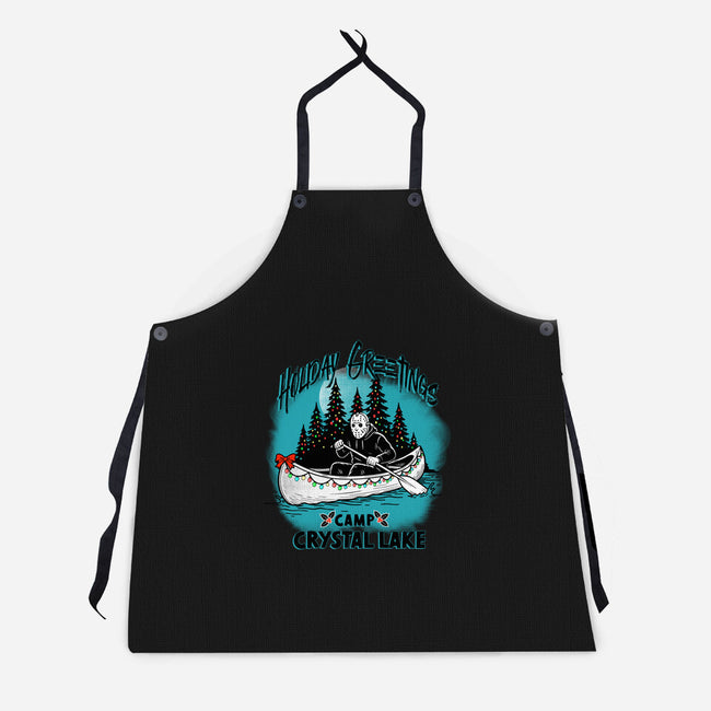 Holiday Greeting Crystal Lake-Unisex-Kitchen-Apron-palmstreet