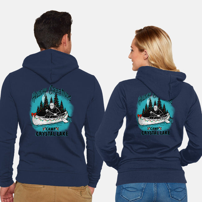 Holiday Greeting Crystal Lake-Unisex-Zip-Up-Sweatshirt-palmstreet