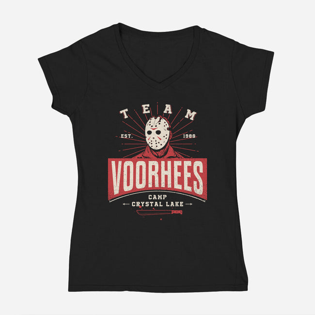 Team Voorhees-Womens-V-Neck-Tee-Getsousa!