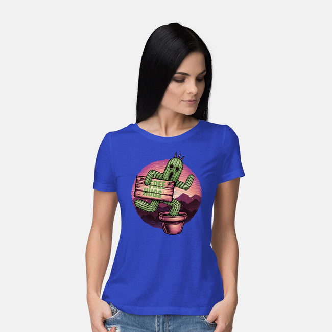 Huggable Cactus-Womens-Basic-Tee-glitchygorilla