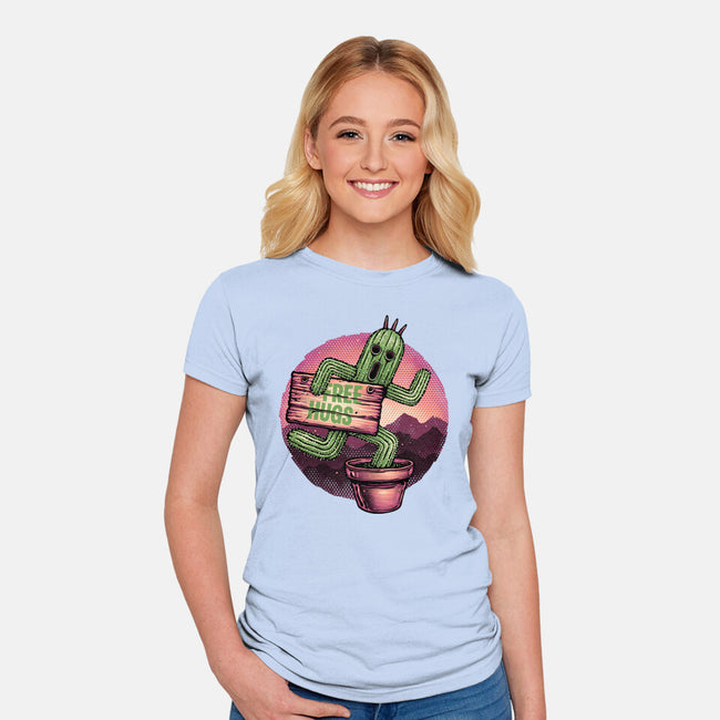 Huggable Cactus-Womens-Fitted-Tee-glitchygorilla