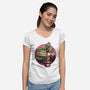 Huggable Cactus-Womens-V-Neck-Tee-glitchygorilla