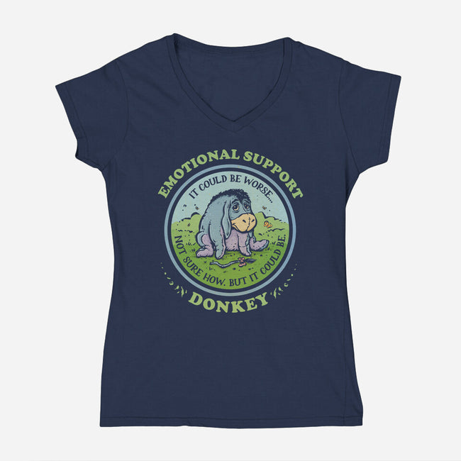 Emotional Support Donkey-Womens-V-Neck-Tee-kg07