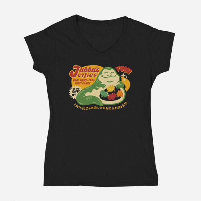 Jabba's Jellies-Womens-V-Neck-Tee-Wheels