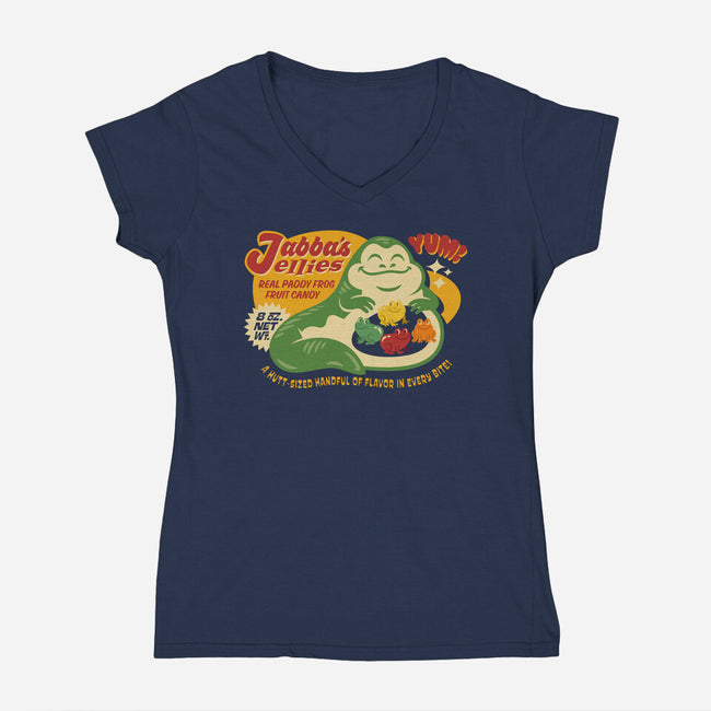 Jabba's Jellies-Womens-V-Neck-Tee-Wheels