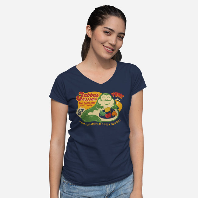 Jabba's Jellies-Womens-V-Neck-Tee-Wheels