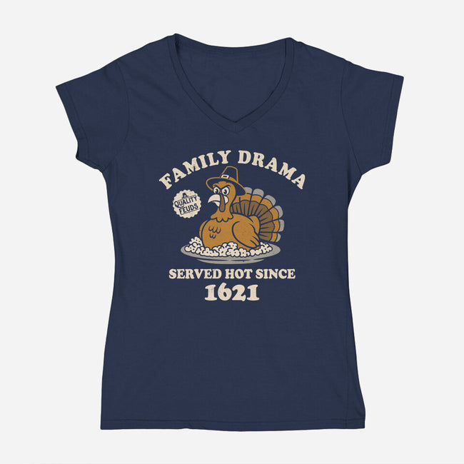 Family Drama-Womens-V-Neck-Tee-Nemons