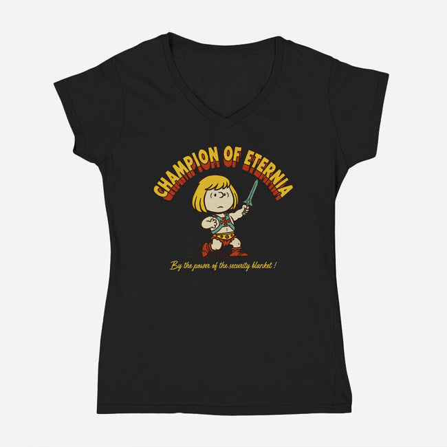 Champion Of Eternia-Womens-V-Neck-Tee-P1yu5h