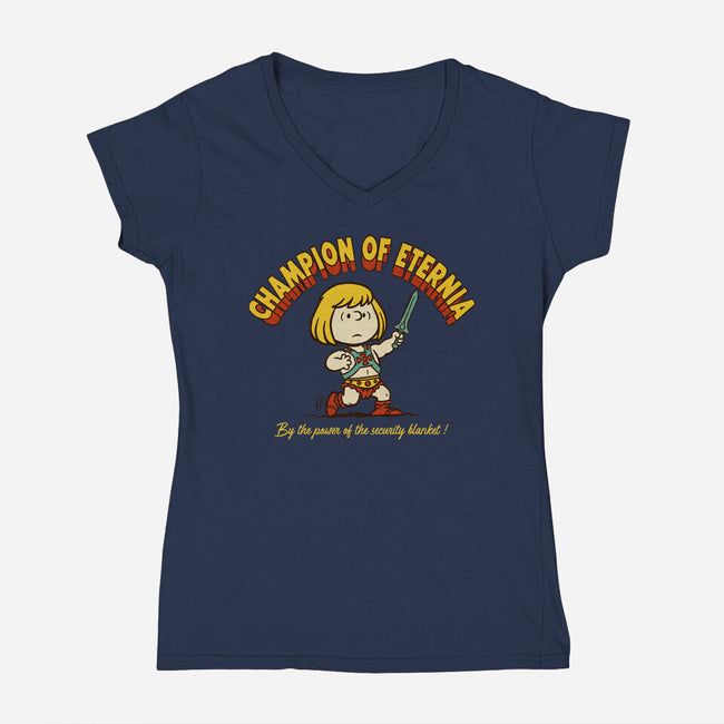 Champion Of Eternia-Womens-V-Neck-Tee-P1yu5h