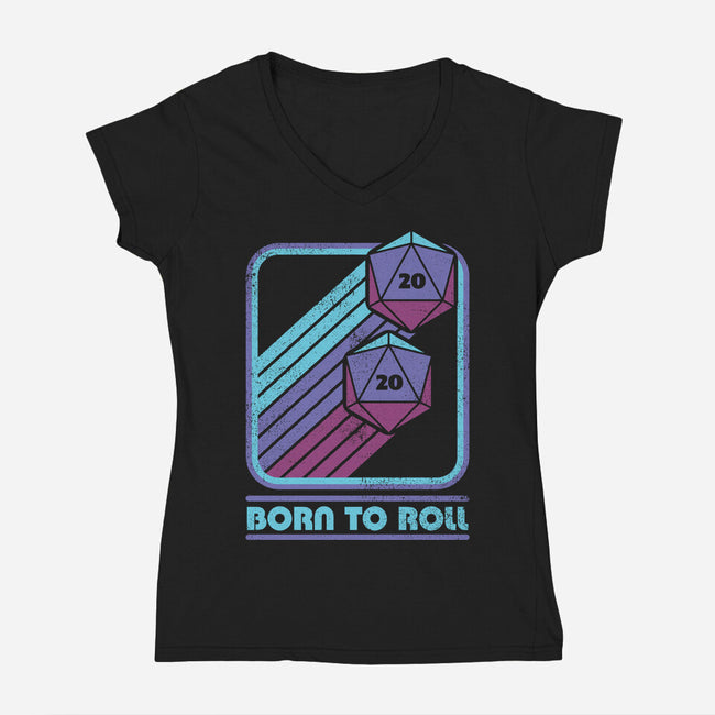 RPG Vintage Born To Roll-Womens-V-Neck-Tee-Studio Mootant