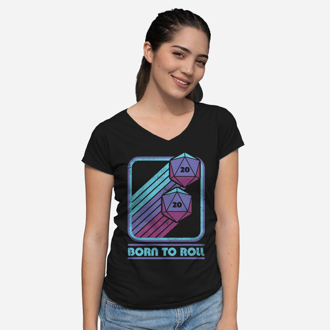 RPG Vintage Born To Roll-Womens-V-Neck-Tee-Studio Mootant