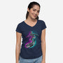 Neon Surfer-Womens-V-Neck-Tee-nickzzarto