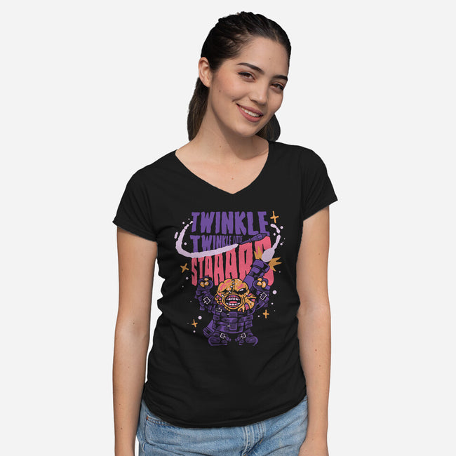 Twinkle Twinkle-Womens-V-Neck-Tee-Sketchdemao