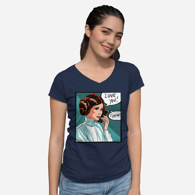 The Phone Call-Womens-V-Neck-Tee-kharmazero
