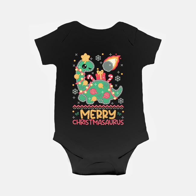 Merry Christmasaurus-Baby-Basic-Onesie-NemiMakeit