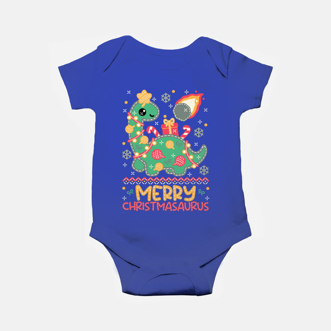 Merry Christmasaurus-Baby-Basic-Onesie-NemiMakeit