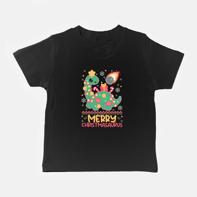 Merry Christmasaurus-Baby-Basic-Tee-NemiMakeit