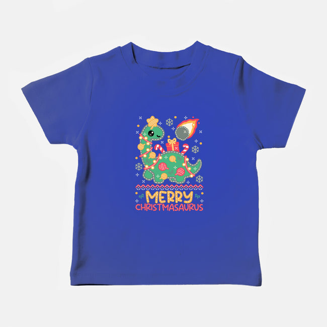Merry Christmasaurus-Baby-Basic-Tee-NemiMakeit