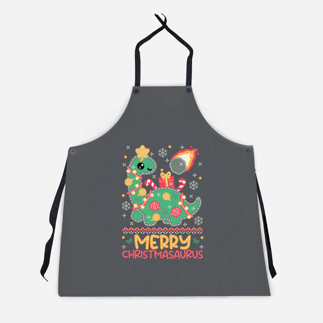 Merry Christmasaurus-Unisex-Kitchen-Apron-NemiMakeit