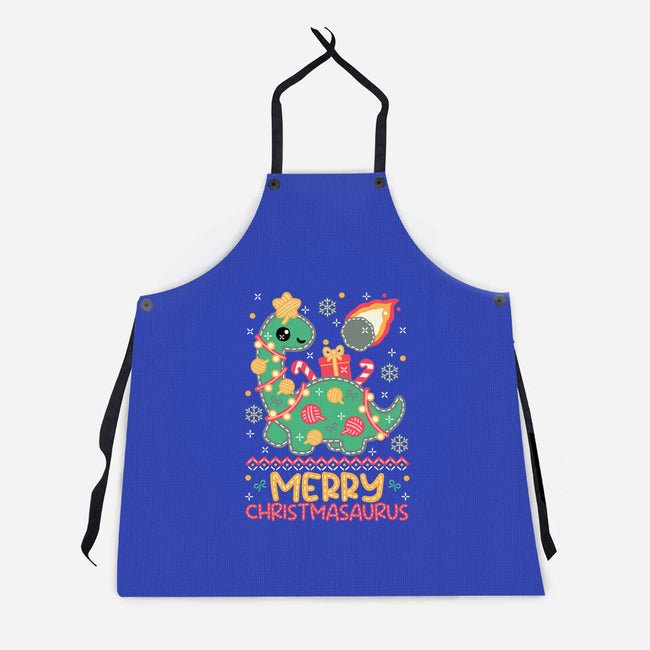 Merry Christmasaurus-Unisex-Kitchen-Apron-NemiMakeit