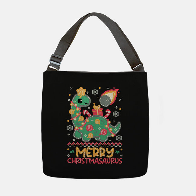 Merry Christmasaurus-None-Adjustable Tote-Bag-NemiMakeit