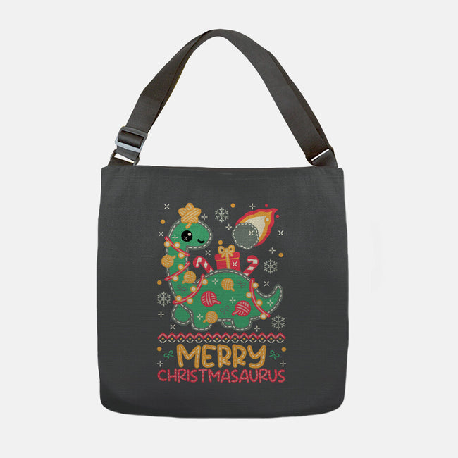 Merry Christmasaurus-None-Adjustable Tote-Bag-NemiMakeit