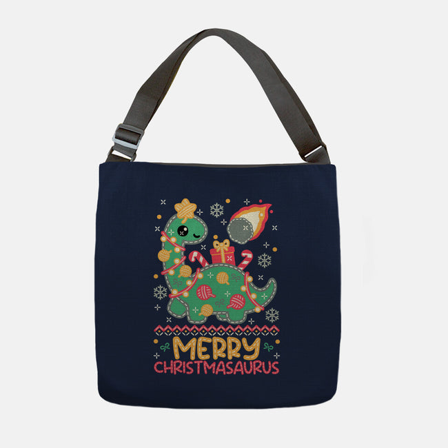 Merry Christmasaurus-None-Adjustable Tote-Bag-NemiMakeit