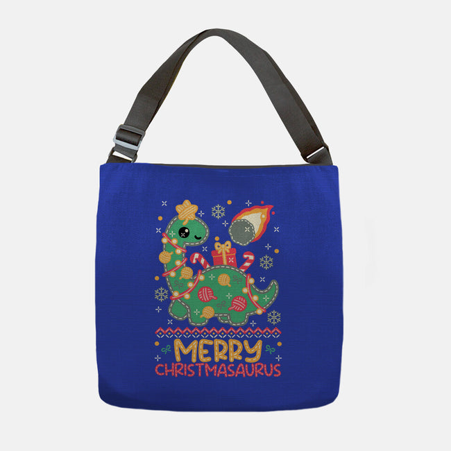 Merry Christmasaurus-None-Adjustable Tote-Bag-NemiMakeit