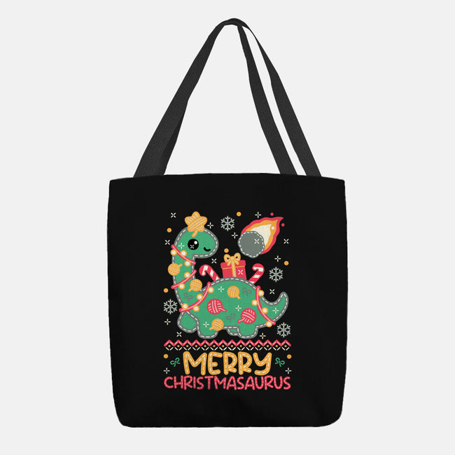 Merry Christmasaurus-None-Basic Tote-Bag-NemiMakeit