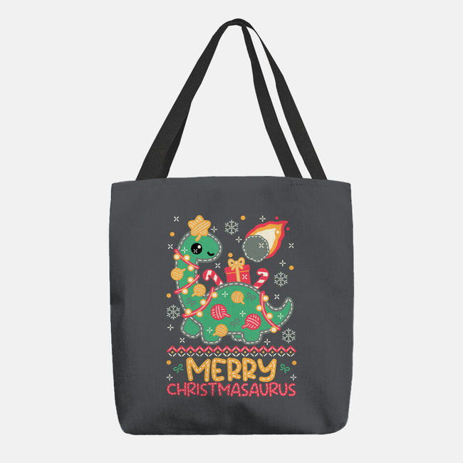 Merry Christmasaurus-None-Basic Tote-Bag-NemiMakeit