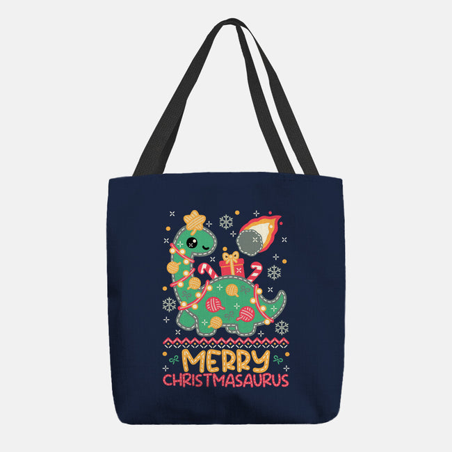 Merry Christmasaurus-None-Basic Tote-Bag-NemiMakeit