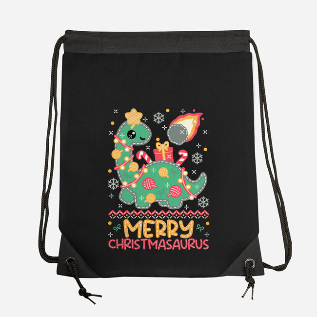Merry Christmasaurus-None-Drawstring-Bag-NemiMakeit