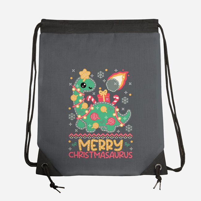 Merry Christmasaurus-None-Drawstring-Bag-NemiMakeit