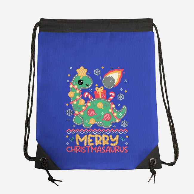 Merry Christmasaurus-None-Drawstring-Bag-NemiMakeit