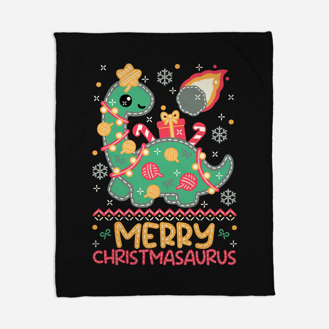 Merry Christmasaurus-None-Fleece-Blanket-NemiMakeit