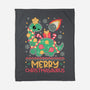 Merry Christmasaurus-None-Fleece-Blanket-NemiMakeit