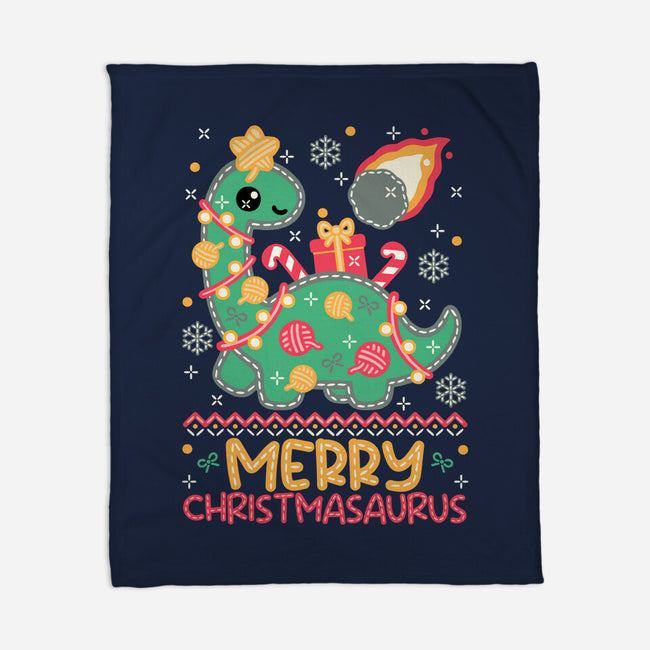 Merry Christmasaurus-None-Fleece-Blanket-NemiMakeit