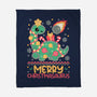 Merry Christmasaurus-None-Fleece-Blanket-NemiMakeit