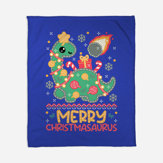 Merry Christmasaurus-None-Fleece-Blanket-NemiMakeit