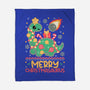 Merry Christmasaurus-None-Fleece-Blanket-NemiMakeit