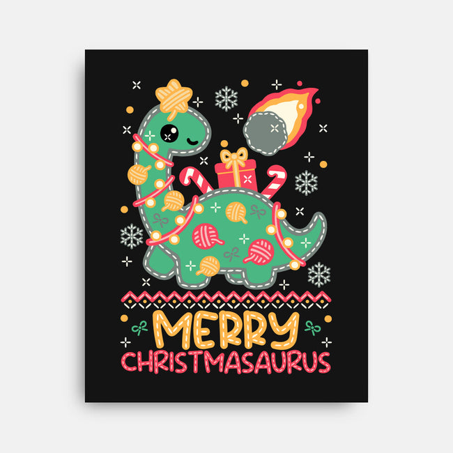 Merry Christmasaurus-None-Stretched-Canvas-NemiMakeit