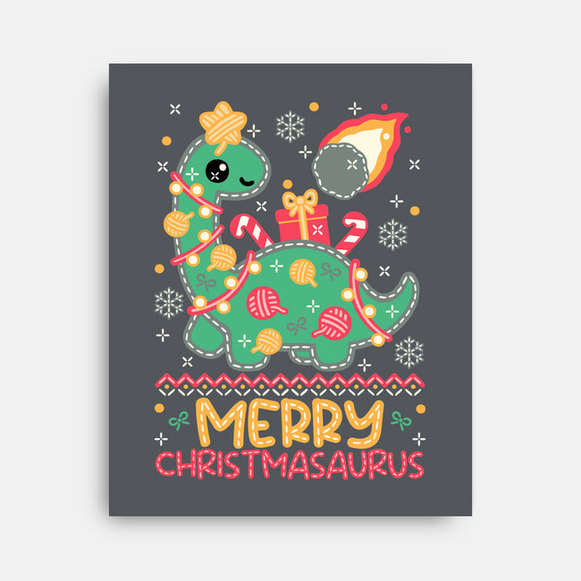 Merry Christmasaurus-None-Stretched-Canvas-NemiMakeit